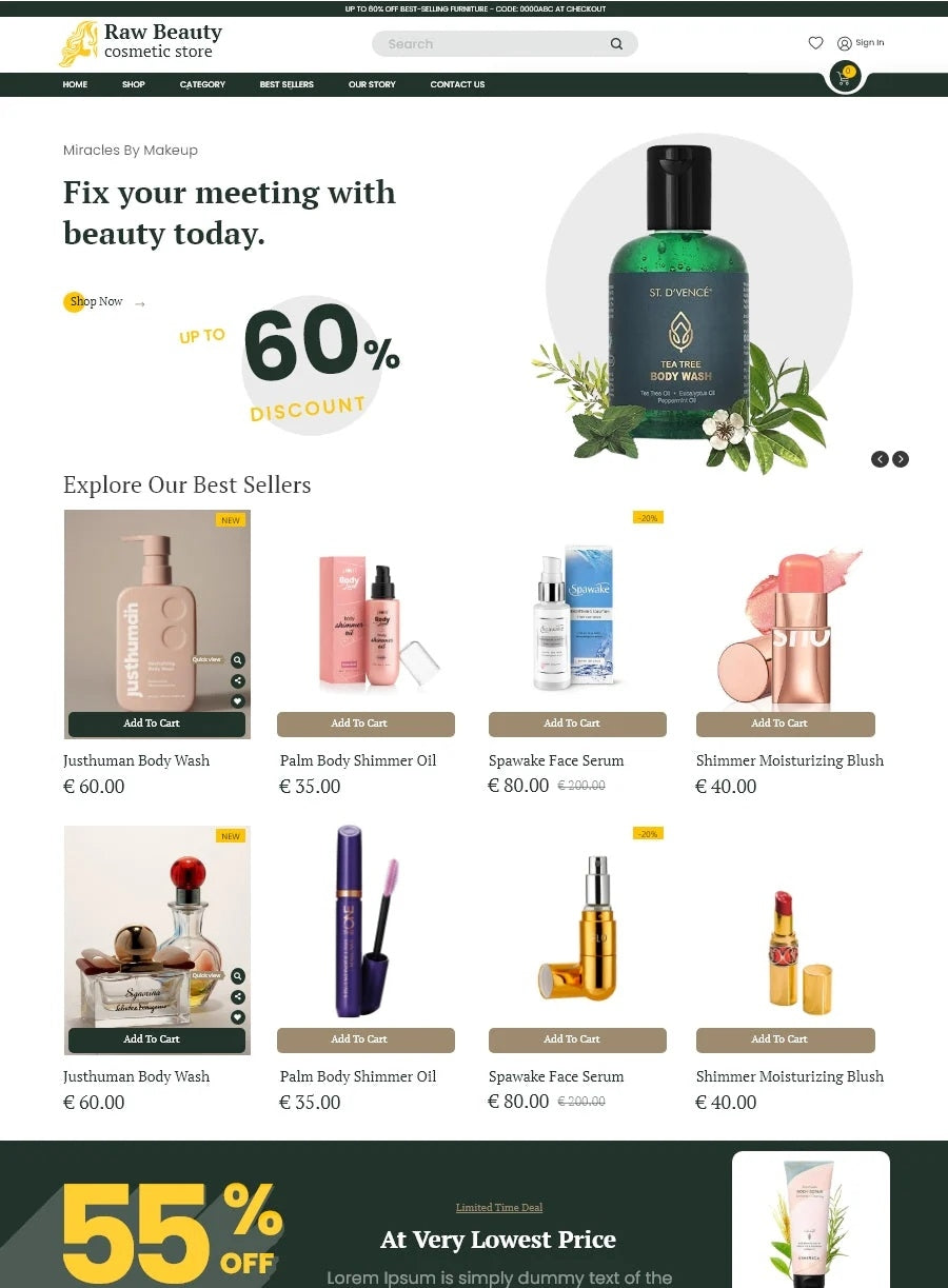Free Beauty Store Shopify Template Peccular