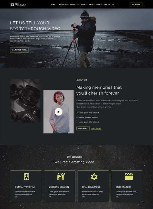 Free Cinematic Videography Wordpress Theme