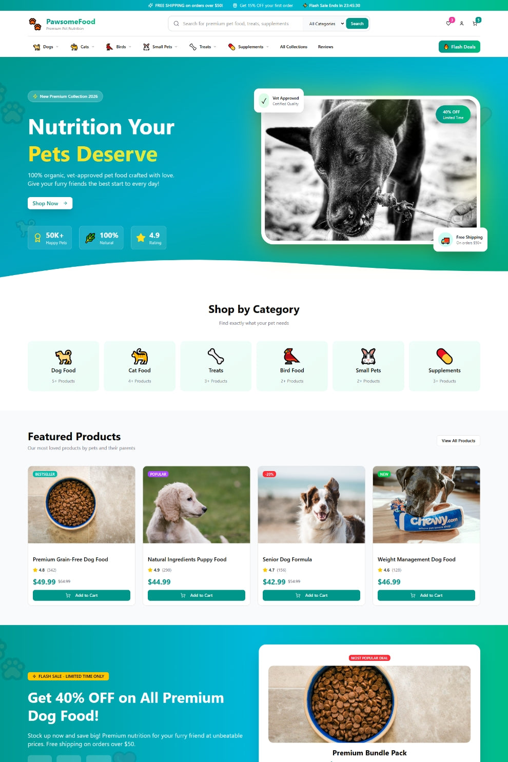 PetBites - Premium Pet Food Shop Shopify Template